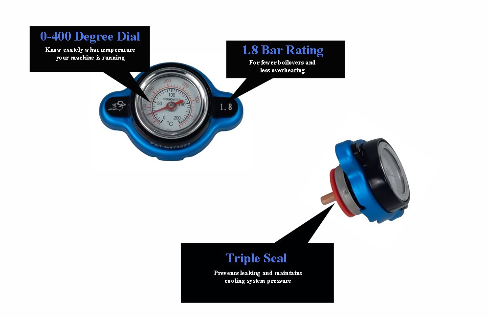Outlaw Racing High-Pressure Temperature Gauge Radiator Cap 1.8 Temp Monitoring