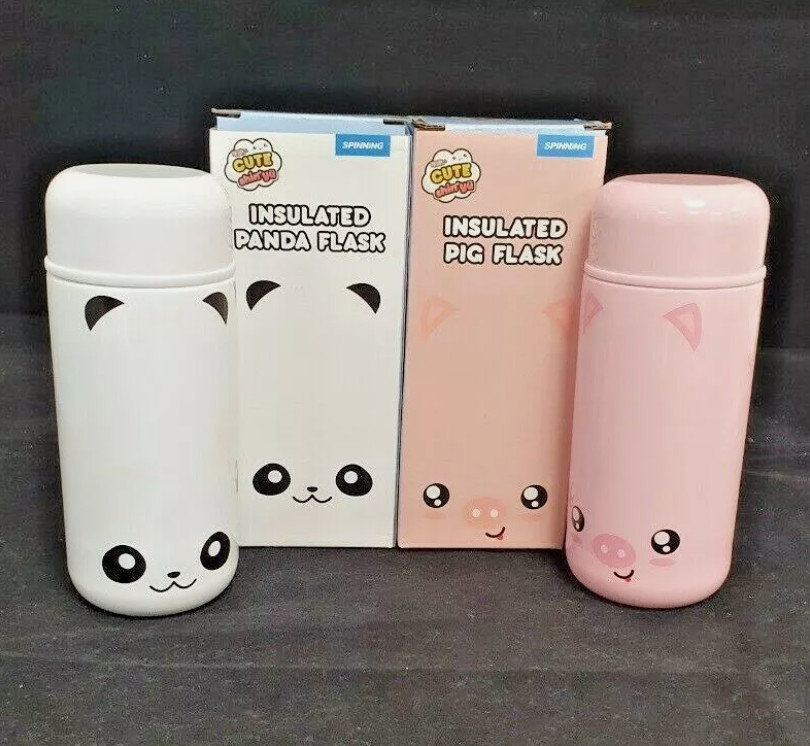 Lindo frasco aislado para niños cerdo/panda escuela guardería metal botella de bebida para niños