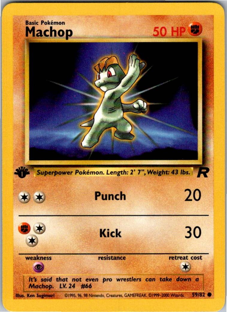 Machop Common Team Rocket 59/82 NM 1st Edition