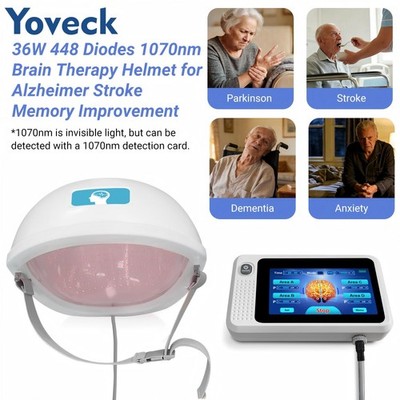 36W 1070nm PNM Light Helmet with Touch Screen 448 Diodes for Parkinson Alzheimer