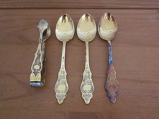 Robbe & Berking R&B Ostfriesenmuster 3 Kaffeelöffel  & Zuckerzange vergoldet