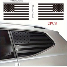 2pcs American Flag Rear Window Sticker - 29" Matte Black, w/ Tools Cars/SUVs 