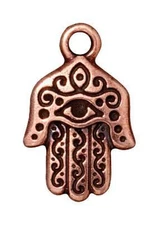 Antiqued Copper Hamsa Hand Charm 21x13mm Greece Pewter Large Hole