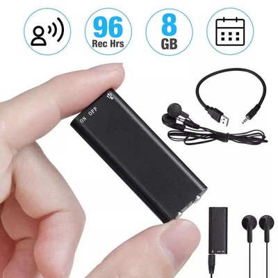 Hidden Audio Voice Recorder Abhörgerät 96 Stunden 8GB Bug Recording Mini Neu