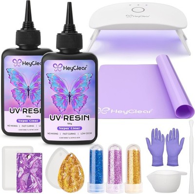 UV Resin Kit 200g with UV Light Crystal Clear for Jewelry