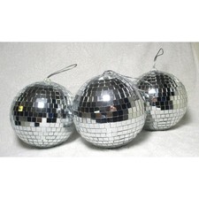 Set of 3 Silver Mirror Disco Ball Ornaments Hanging Decor Party Celebration 6 in