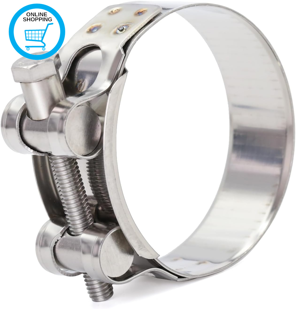 4 Pcs T-Bolt Hose Clamps, 48-51Mm Clamping Range, Stainless Steel Exhaust Clamp,