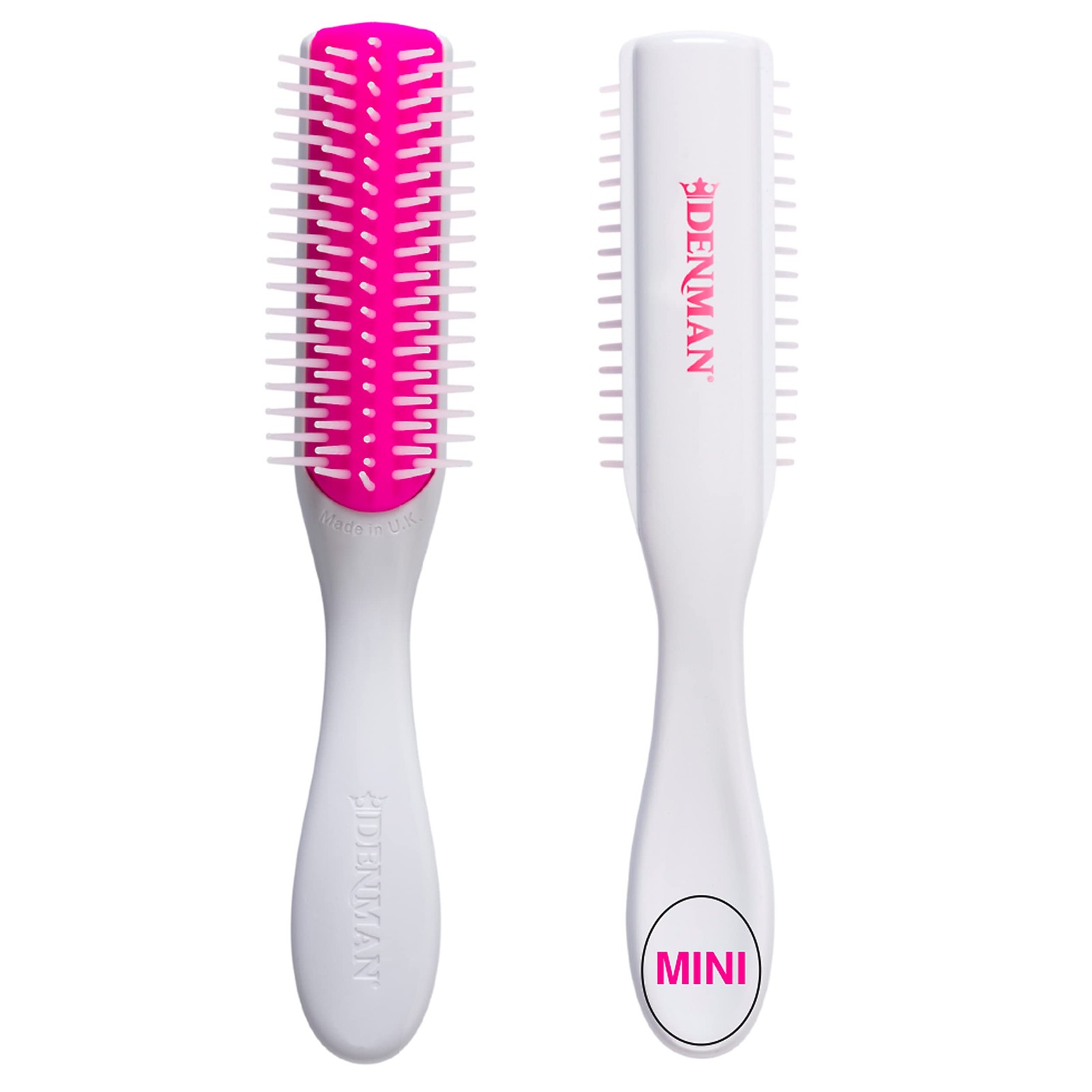 Denman Mini Curl Definer & Styler 5 Row Hairbrush for Small, White