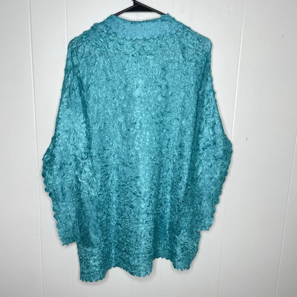 Bufanda mágica para mujer Blusa arrugada Usable Arte XL 3X Verde azulado Brillo Calce suelto Hada Foto 3 de 4