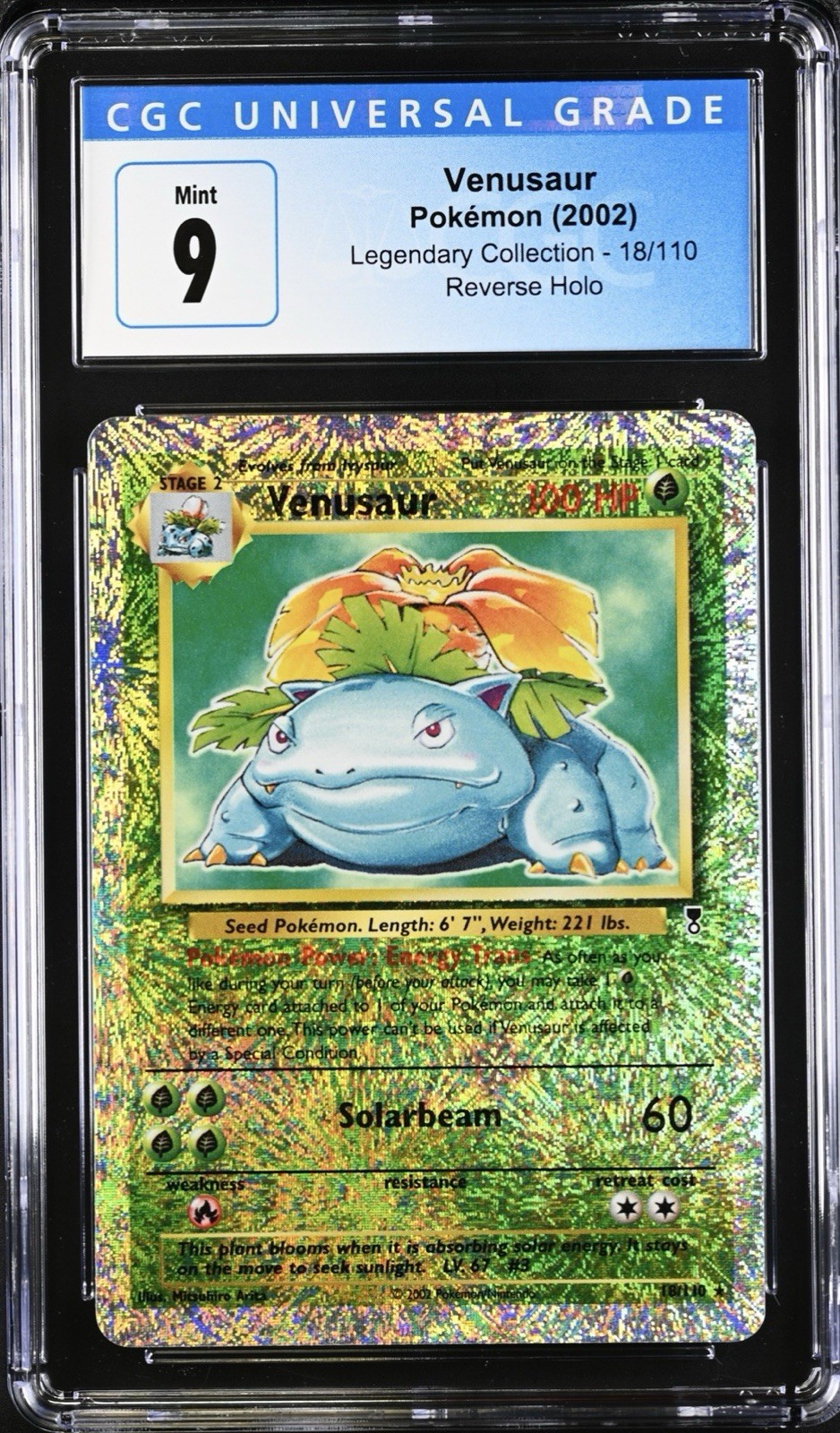 Venusaur Pokémon (2002)┃Legendary Collection Reverse Holo- 18/110┃CGC 9