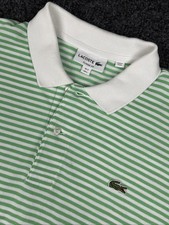 Lacoste Polo Shirt Men  s Size 5 Green White Stripes Classic Fit Croc Gator