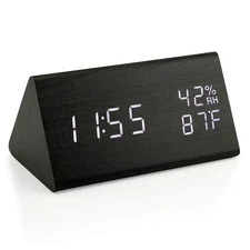 OCT17 Wooden Alarm Clock, Smart LED Digital Clock for Bedroom/desks, Upgraded...