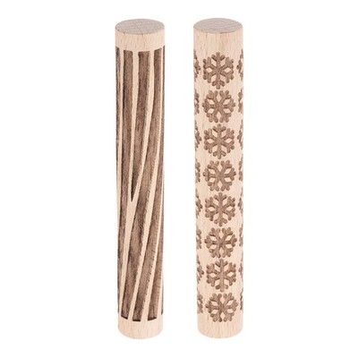 2 Stk. Holzrolle 4'' Schneeflockenmuster Nudelholz für Ton/Knete DIY