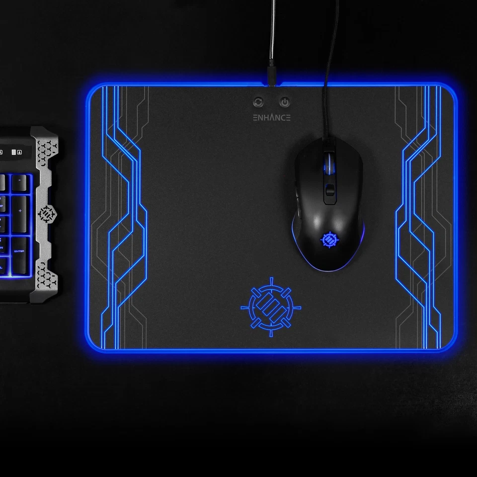 ENHANCE Large Hard Surface LED Gaming Mouse Pad - 7 RGB Light Up Modes - Image 4 of 4