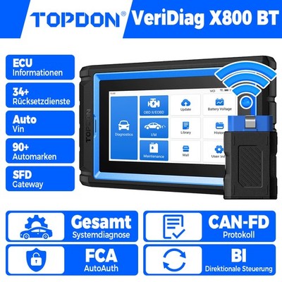 2026 TOPDON VeriDiag X800BT Kfz Diagnosegerät Alle Systeme OBD2 Bluetooth CAN-FD