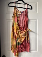 Farm Rio Anthropologie Wrap-Front Cover-Up Dress XL With Beaded Tassels