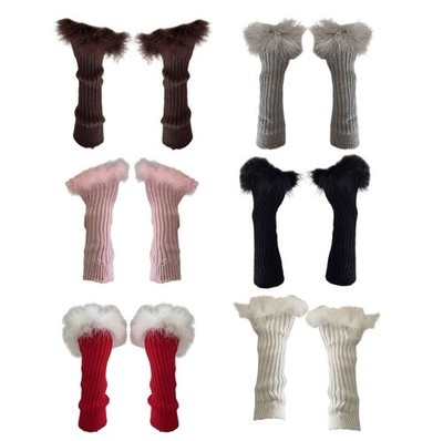 Punk Subculture Gloves Sleeves for Halloween Party Feathered Fingerless Gloves