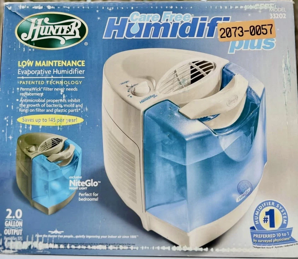 Nuevo humidificador evaporativo Hunter 1175 pies cuadrados bajo mantenimiento sin cuidado 2 gal 33201 Foto 2 de 3