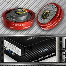 NRG Aluminum Steering Wheel Red 1.25" Thin Quick Release Short Hub Kit SRK-400RD