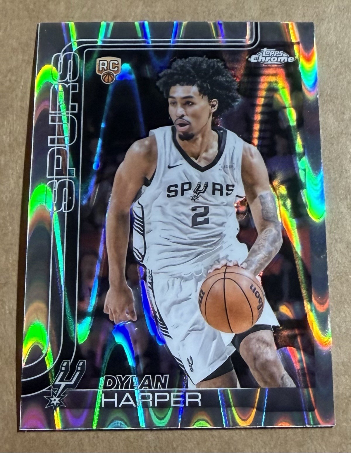 Dylan Harper 2025-26 Topps Chrome RAYWAVE REFRACTOR #252 San Antonio Spurs RC