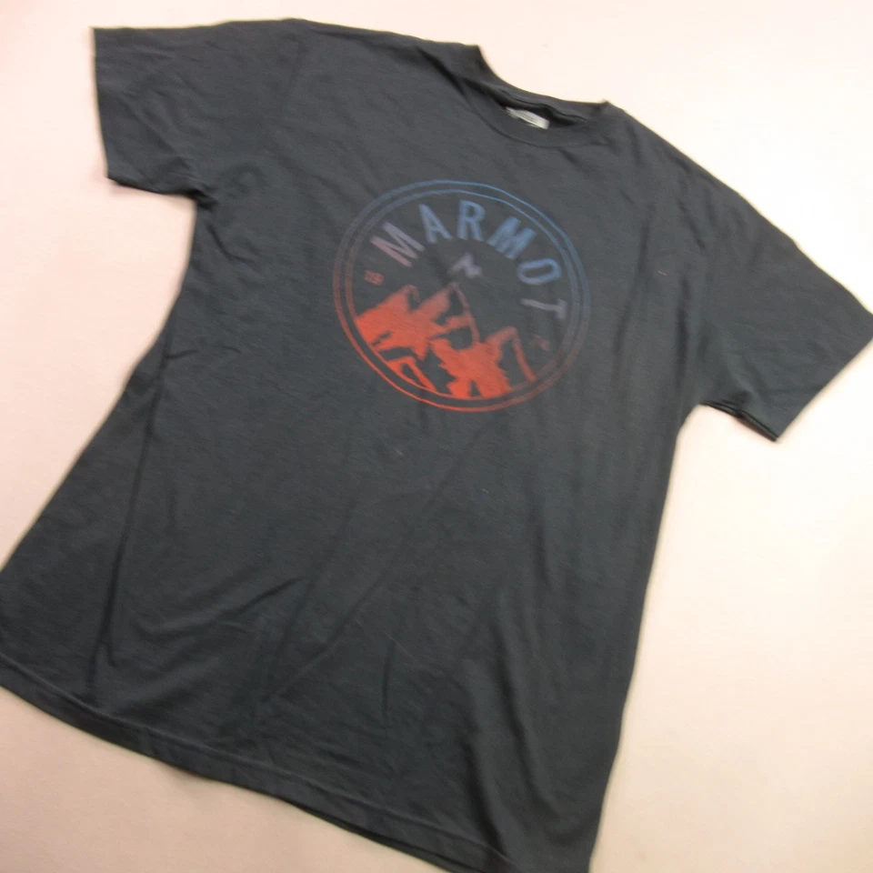 Camisa Marmot Para Hombre Grande Manga Corta Cuello Redondo Exterior Ligera Negra Foto 2 de 4