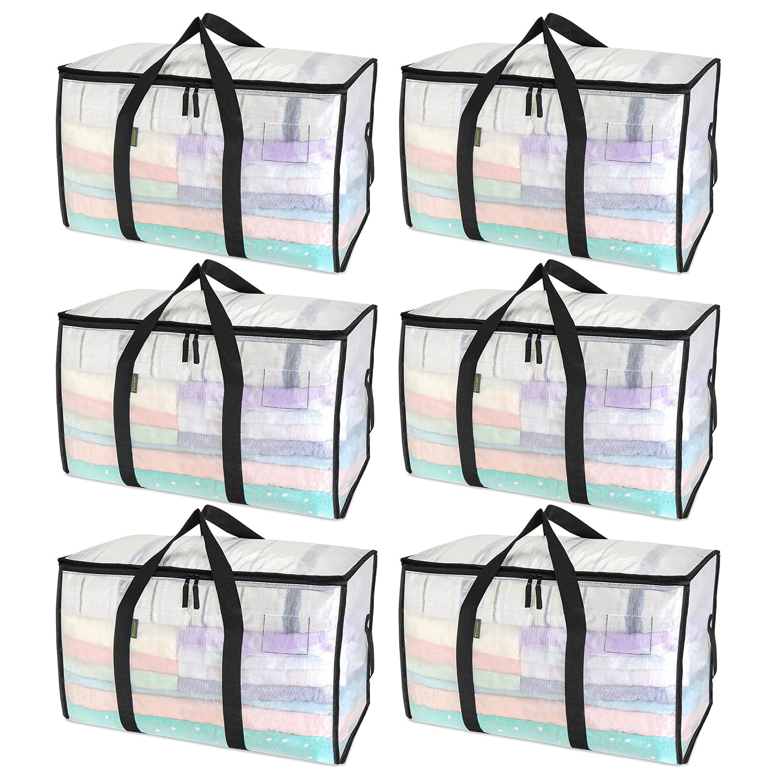 6-Pack Oversized Moving Bags with Reinforced Handles, Heavy-Duty Storage Tote...