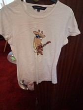 Ladies French Connection Pig playing guitar design T-shirt, Multicolored size xs