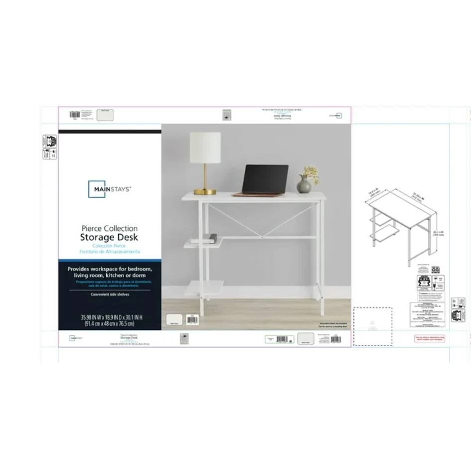 Escritorio de almacenamiento Mainstays Pierce de 30 pulgadas de alto, blanco, envío gratuito Foto 3 de 4