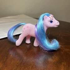 Brushable Flocked Flutter Pony Wingsong G1 Blue Glass Eyes 3 Stars Fakies Jaru
