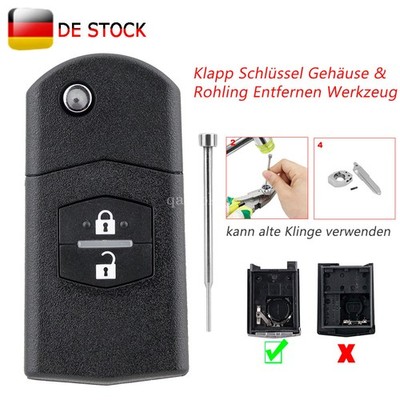Klapp Schlüssel Gehäuse 2 Tasten für Mazda 2 3 5 6 CX7 RX8 MX5 CX9 + Werkzeug