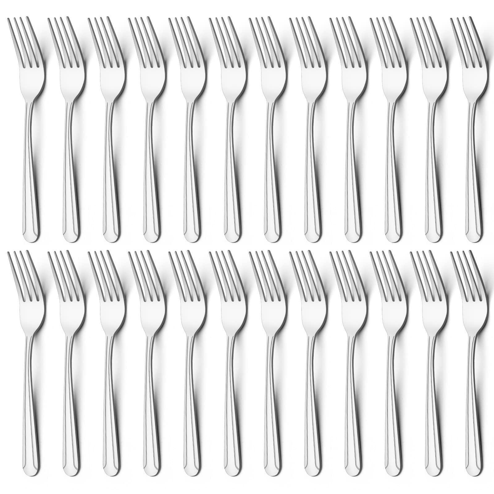 Set Of 24, Stainless Steel Flatware, Salad Forks, Silver