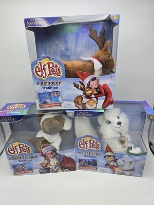 Elf On A Shelf Pets Lot of 3:  Arctic Fox Saint Bernard Reindeer with books