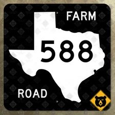 Texas Farm to Market route 588 state highway marker 1965 road sign map 16x16