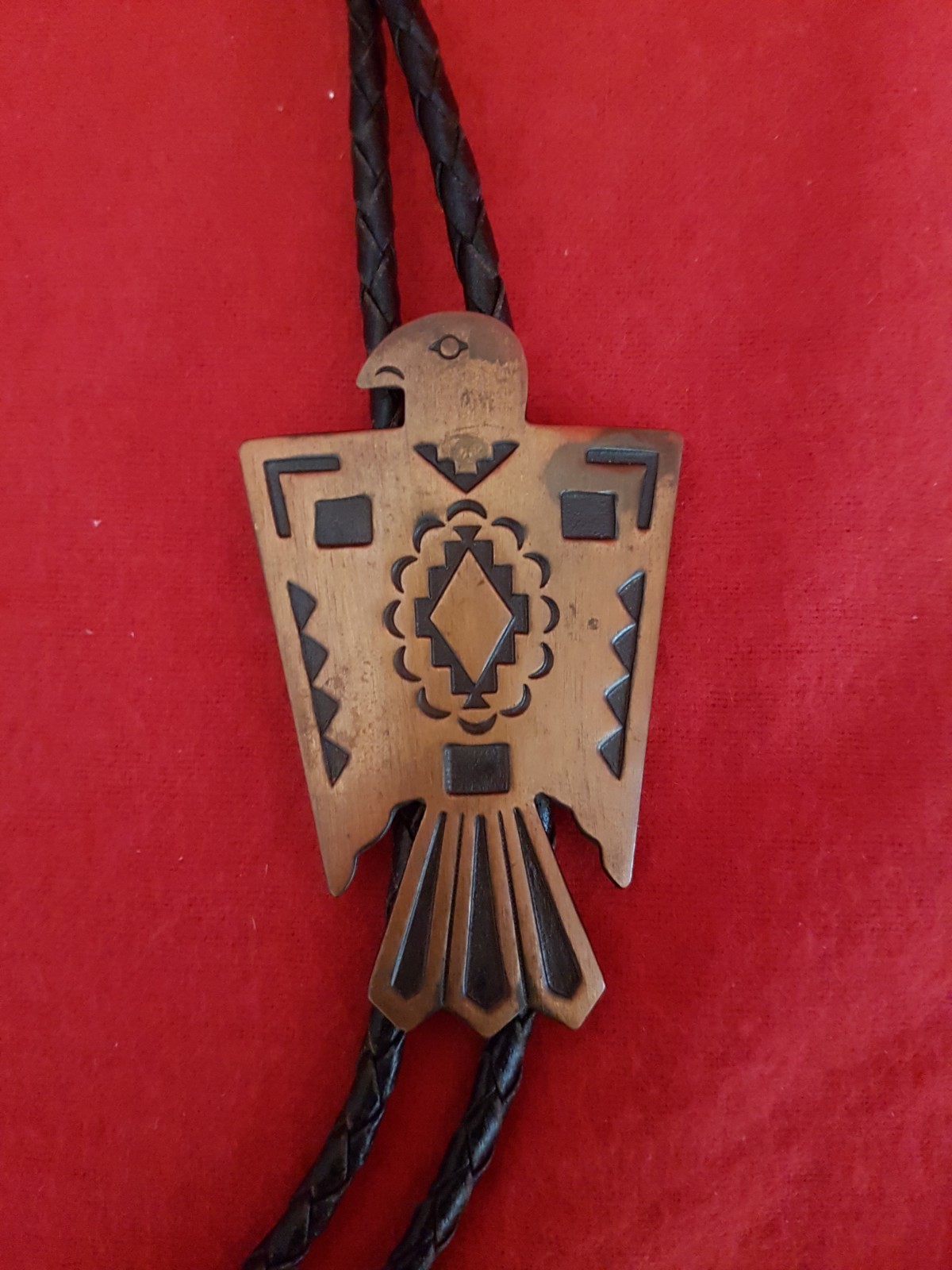 Solid Copper Thunderbird Bolo Tie. Leather Ties. … - image 2