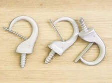 White Steel 1.9375 in. L Cup Hook 25 lb  Hold 3 pk #5329685 With Safety Clip