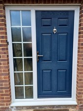 blue external Composite Door frame, sill, Side panel size 2110mm H x 1495mm W