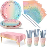 Partygeschirr 126 StüCk Regenbogen Silber FüR Kindergeburtstag Bis 25 GäSte
