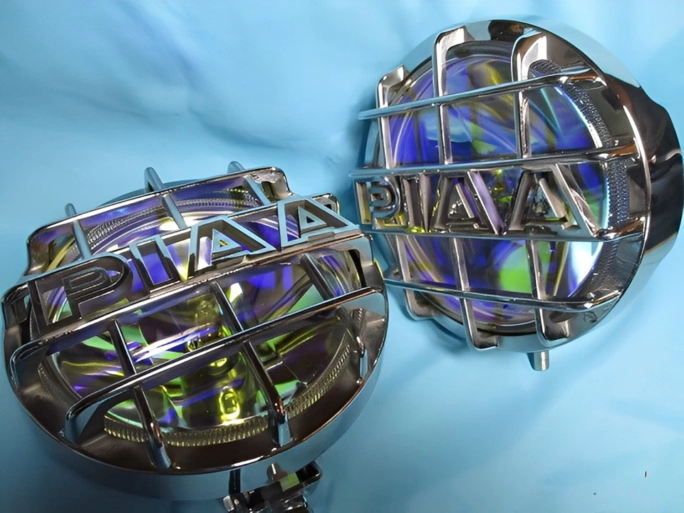 PIAA 520 Driving Lamp Set Ion Lens Multi Reflector Slim Type w/ Harness Working - Image 2 of 4