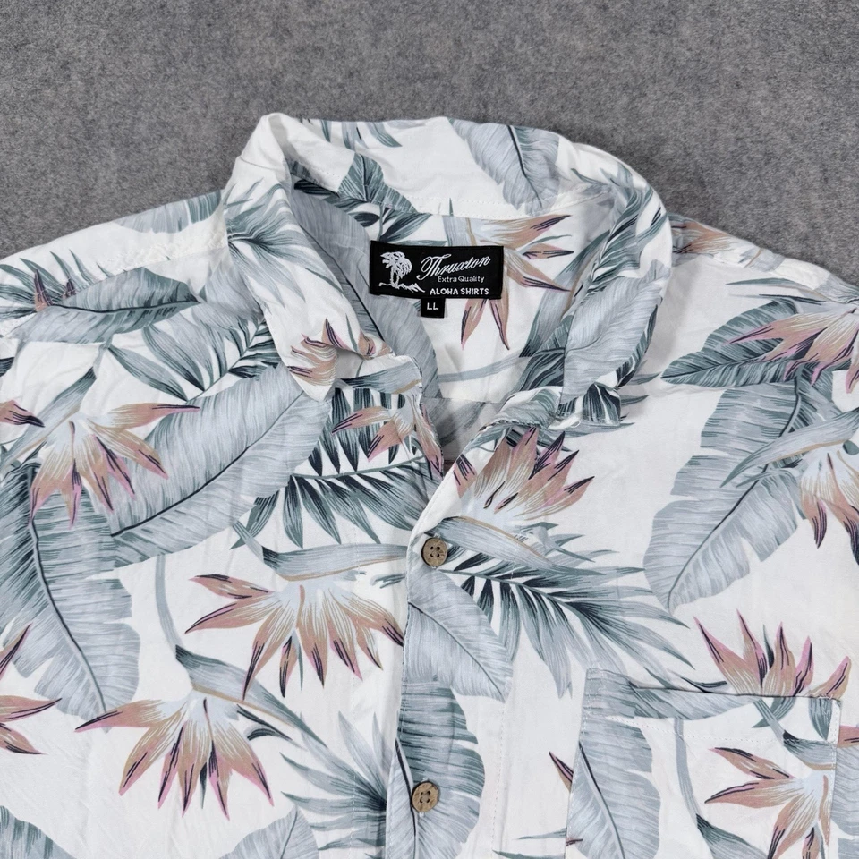 Camisa Thruston Extra Quality Aloha Hawaiana Vintage Para Hombre Talla JP:LL (US:L) Blanca Foto 4 de 4