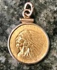 1909 GOLD UNITED STATES $2.5 DOLLAR INDIAN HEAD QUARTER EAGLE COIN with pendant.