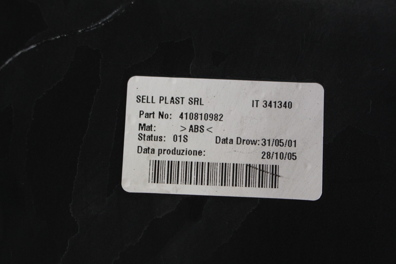Lamborghini Murcielago, RH, Rear Front Section Fender Liner, Used, P/N 410810172