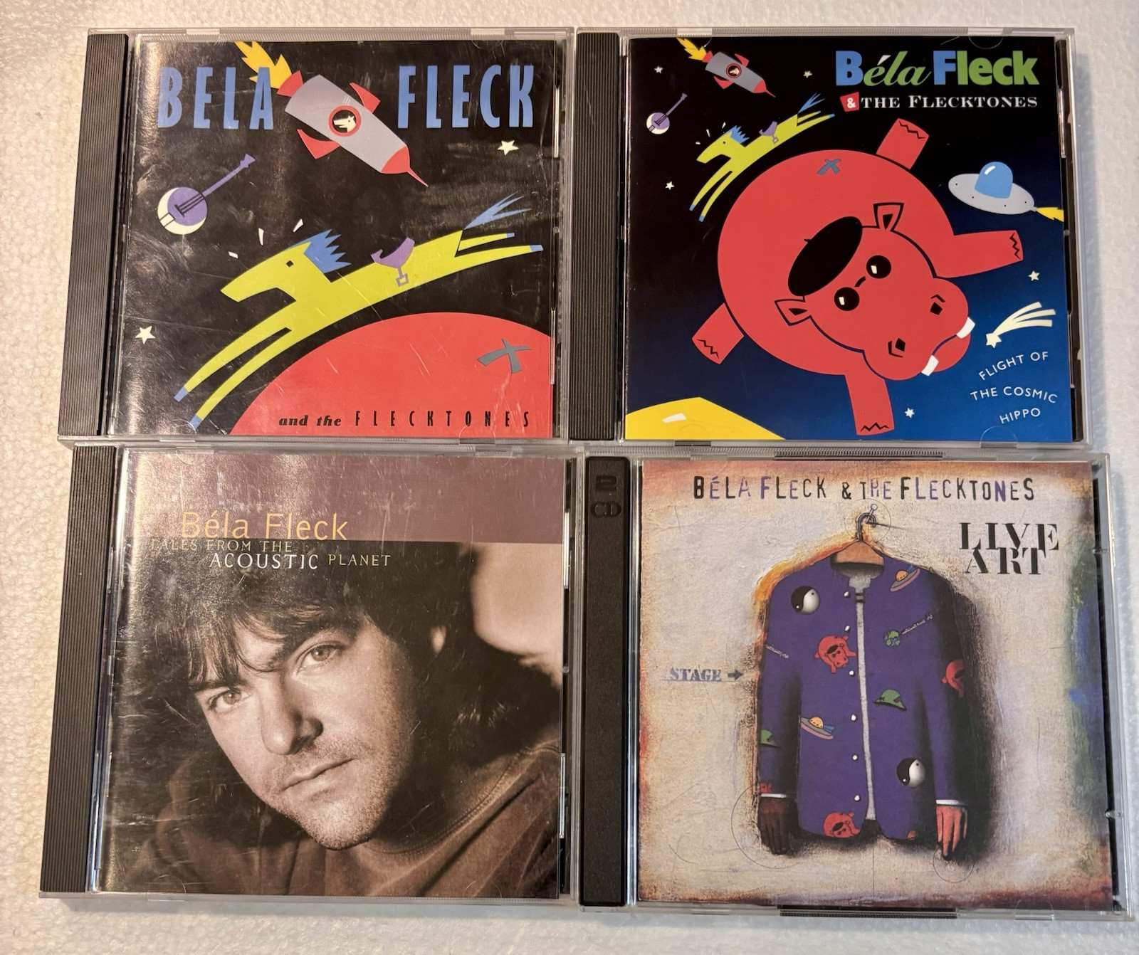 Bela Fleck and the Flecktones 4 CD Collection Featuring Cosmic Hippo Acoustic Planet Live Art and Self-Titled Albums