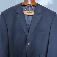 Lauren Ralph Lauren Blazer Mens 50R Classic Fit Navy Wool Gold Logo Button 2 Btn
