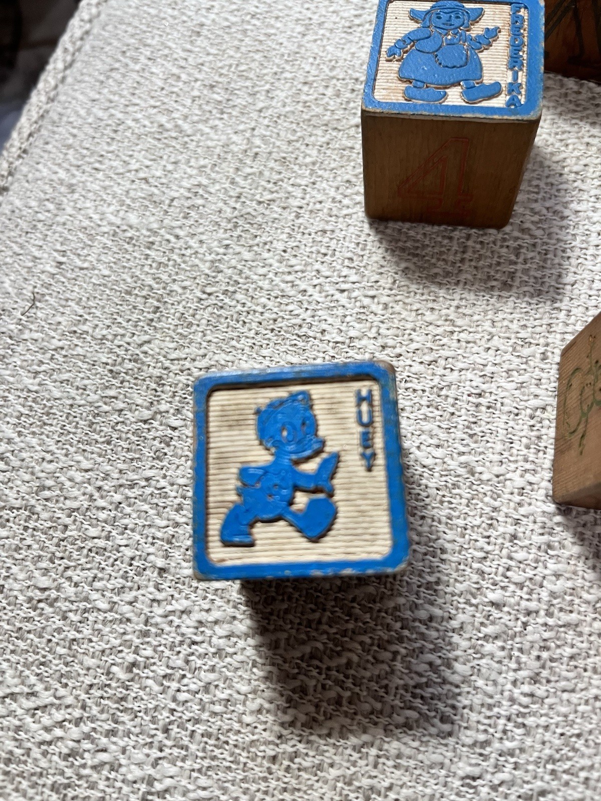 Vintage Disney Wooden Character Blocks Lot (10) —Mickey, Goofy, Daisy, Lady, Etc