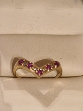 9ct Yellow Ruby & Diamond Wishbone Ring