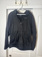 Mens NIKE Dri-Fit Full Zip Black Hoodie Jacket Fleece Lined Size XL