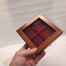 Cofanetto in legno per monete personalizzabile 4 caselle 50X50 mm espositore ...