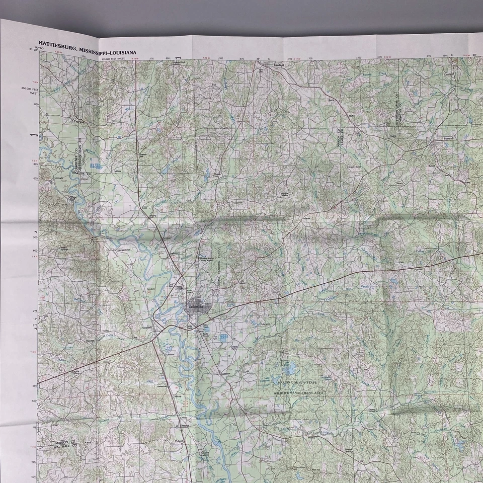 USGS Topographic Map 1994 Survey 30"x60" MS, LA Hattiesburg 31089-A1-TM-100 - Image 4 of 4