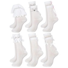 6 Pairs Women's Ruffle Ankle Socks - Lace  Frilly Cute Breathable Thin Cool ...