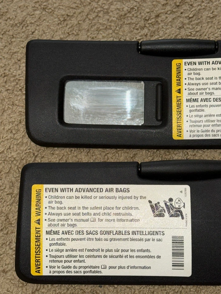 06-10 Pontiac Solstice Saturn Sky Plastic ebony Sun Visor Set Pair OEM - Изображение 4 из 4